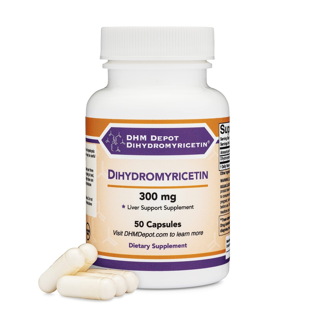 Dihidromiricetin (DHM) 50 kapsul, 300 mg, dodatek za podporo jeter (tretja stran testirana) (DHM Depot) Non GSO, Gluten brezplačno (Liver Cleanse Detox & Repair) z dvojnim lesom