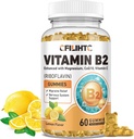 Vitamin B2 Gumies Riboflavin 400mg Dopolnilo za otroke in odrasle - Magnezij Glicinat, cink, CoQ10, Vitamin B12 - Migrena Relief & Energija, Živčevje Podpora, Sladkor brez limone Okus, 60ct