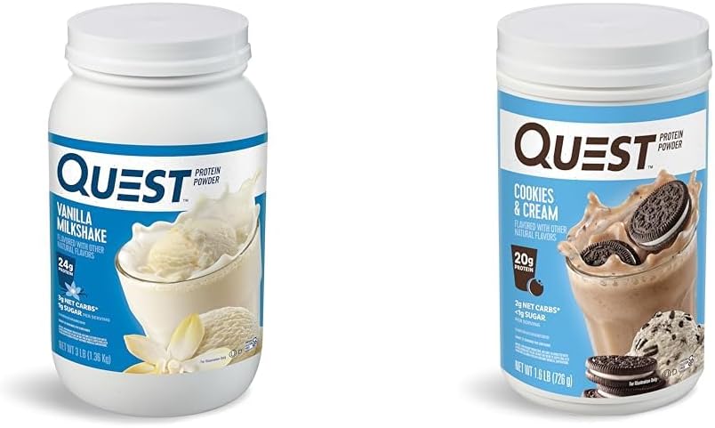 Quest Vanilla Milkshake 24g Protein 3 funt in piškotki & Krema 20g Beljakovine 1.6 Pound Protein Powders
