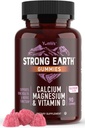 YUM-V's Strong Earth Kalcij, Magnezij, Vitamin D3 Gumies, Vitamin Gumies, Kalcijev dodatek za močno zdravje kosti za ženske in moške - Certified Kosher (90 Število)