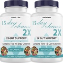 15 Day Cleanse 2X - Double Gut & Colon Support - Advanced Gut Cleanse Detox za ženske in moške z Alfalfo, Cascara Sagrada, Probiotics & Psyllium Husk - Non-GMO - Izdelano v ZDA - 60 kapsul (2 steklenici)