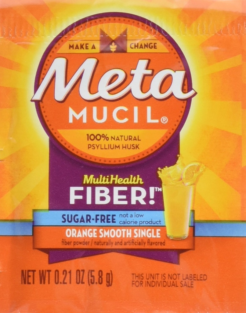 Metamucil - večzdravstvena vlaknina enojna oranžna gladka brez sladkorja, 0,21 Ounce, pakiranje po 30
