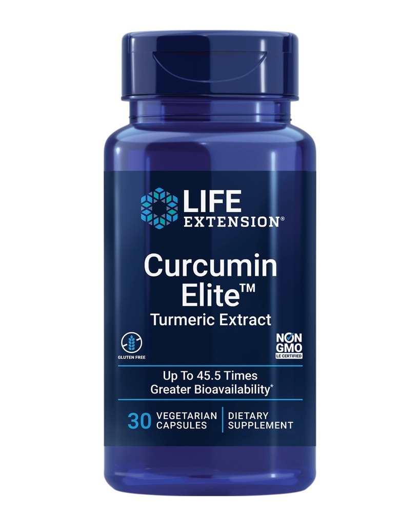 Life Extension Curcumin EliteTM Turmeric Extract, 500 mg, curcuminoidi, turmeroni, Fenugreek, Vnetje Health Support, Heart & Imune Support, Gluten-free, Non-GMO, Vegetarian, 30 kapsul