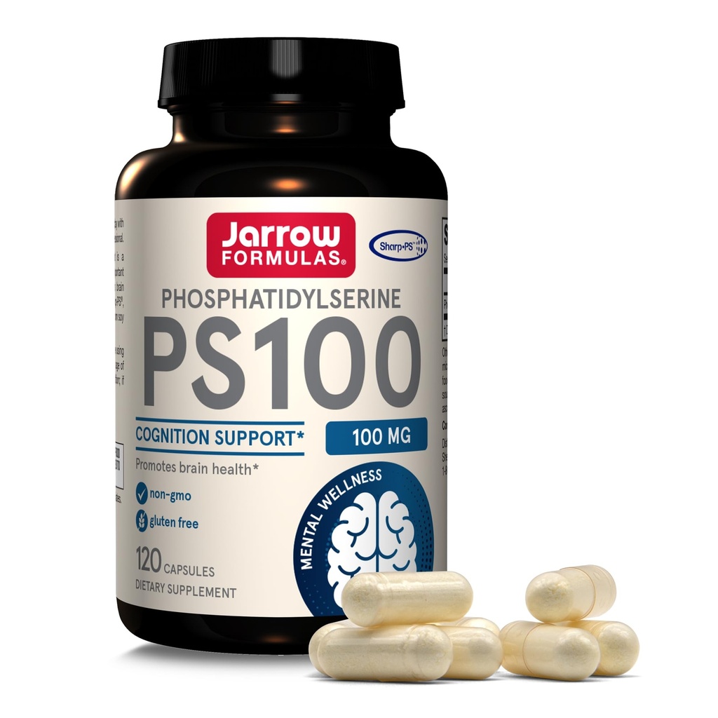 Jarrow Formulas® PS100 Fosfatidilserin, 100 mg, prehranska dopolnila za podporo zdravju možganov in kogniciji, 120 kapsul, do 120-dnevne zaloge