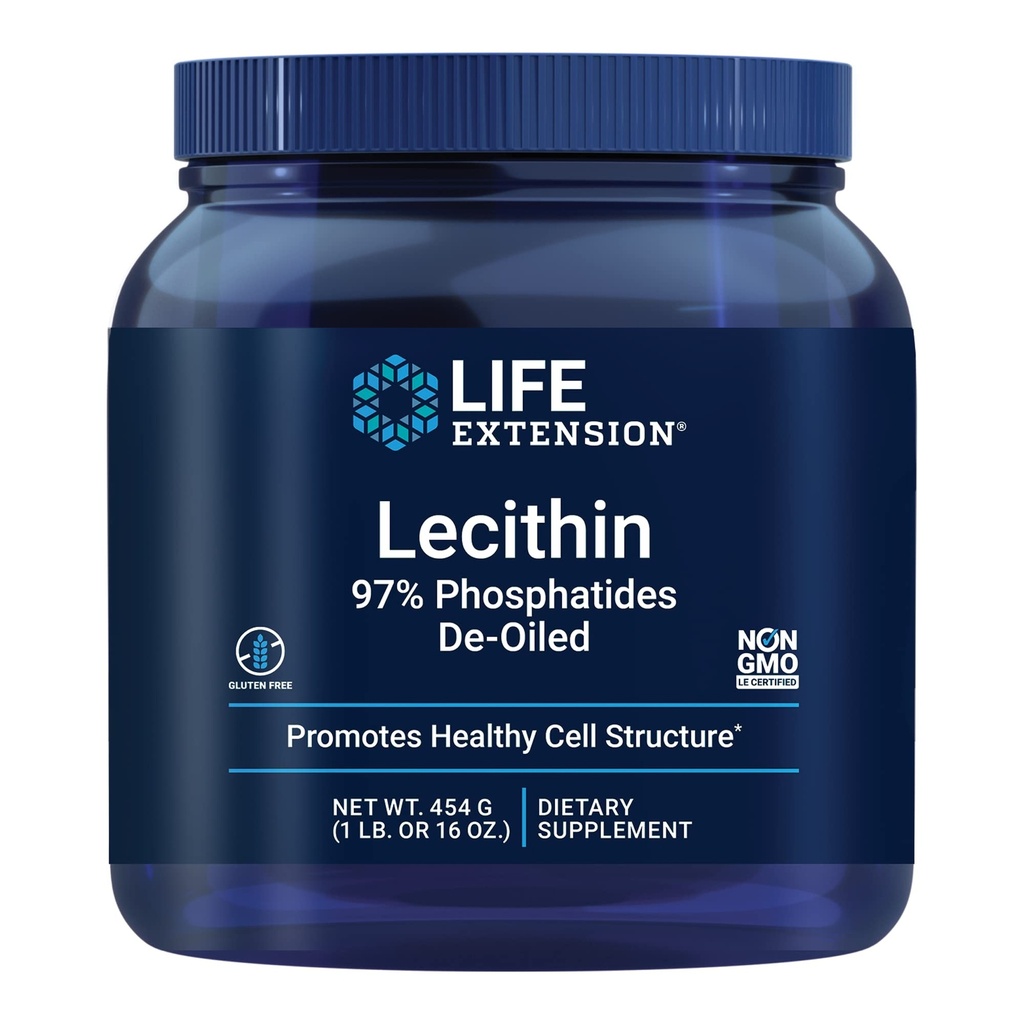 Life Extension Lecithin, spodbuja zdravo strukturo celic in funkcijo v možganih, Gluten prost, ne-GMO, vegetarijanec, 454 Grams