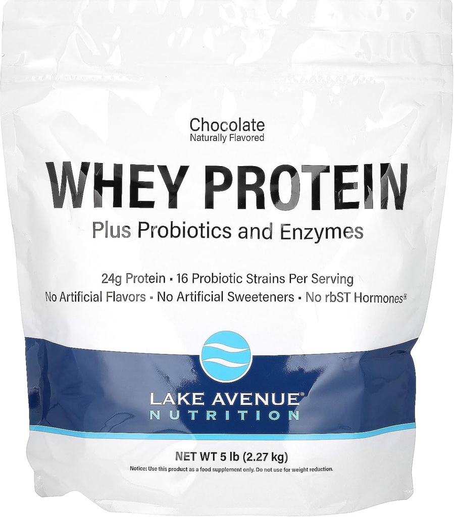 Lake Avenue Whey Protein + probiotiki, čokolada, 5 lb Pouch (2,27 kg), prehrana