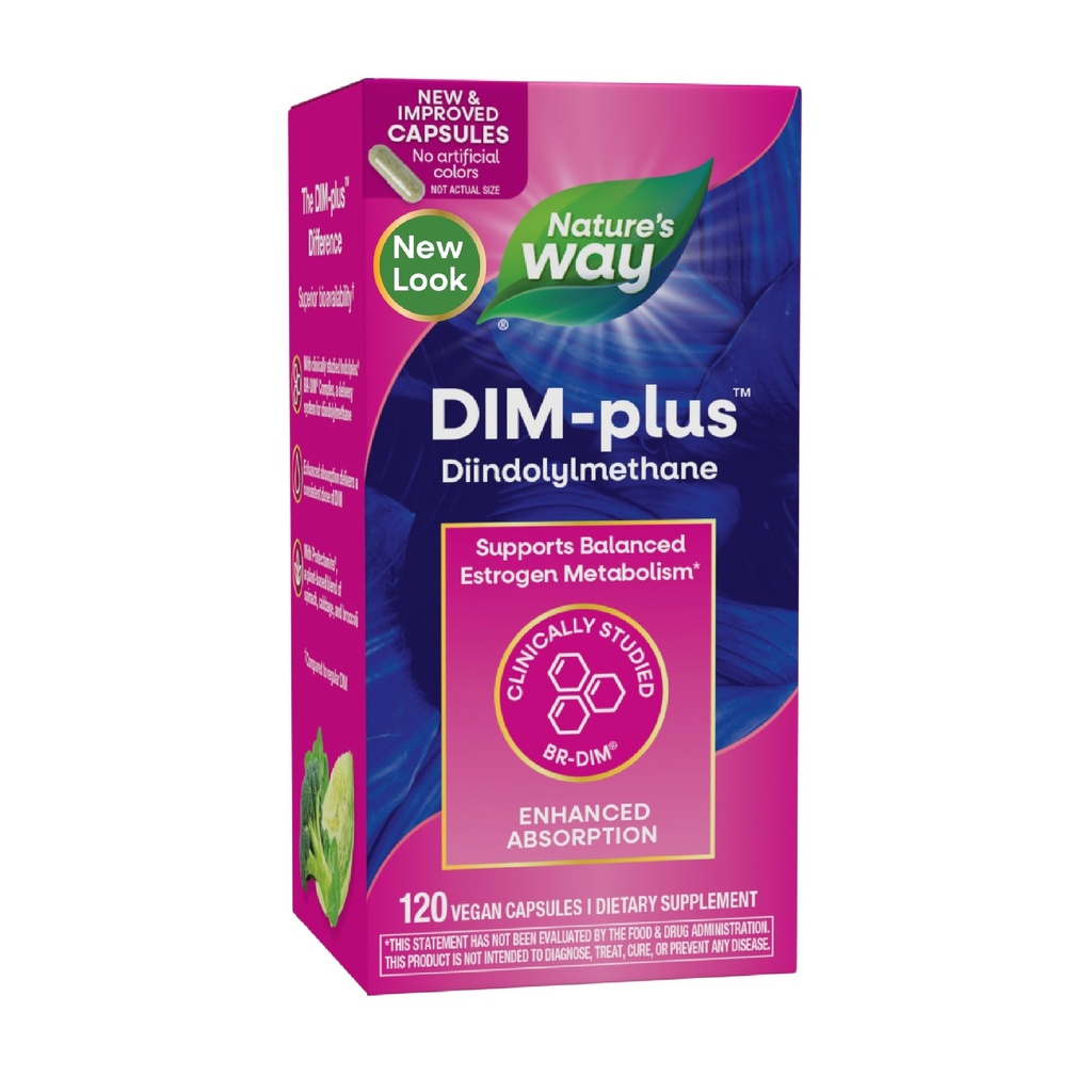Nature's Way DIM-Plus, DIM dodatek, Podpira uravnotežene estrogen Presnova*, Podpira estrogen Hormone Balance*, Diindolylmetan, 120 Veganske kapsule