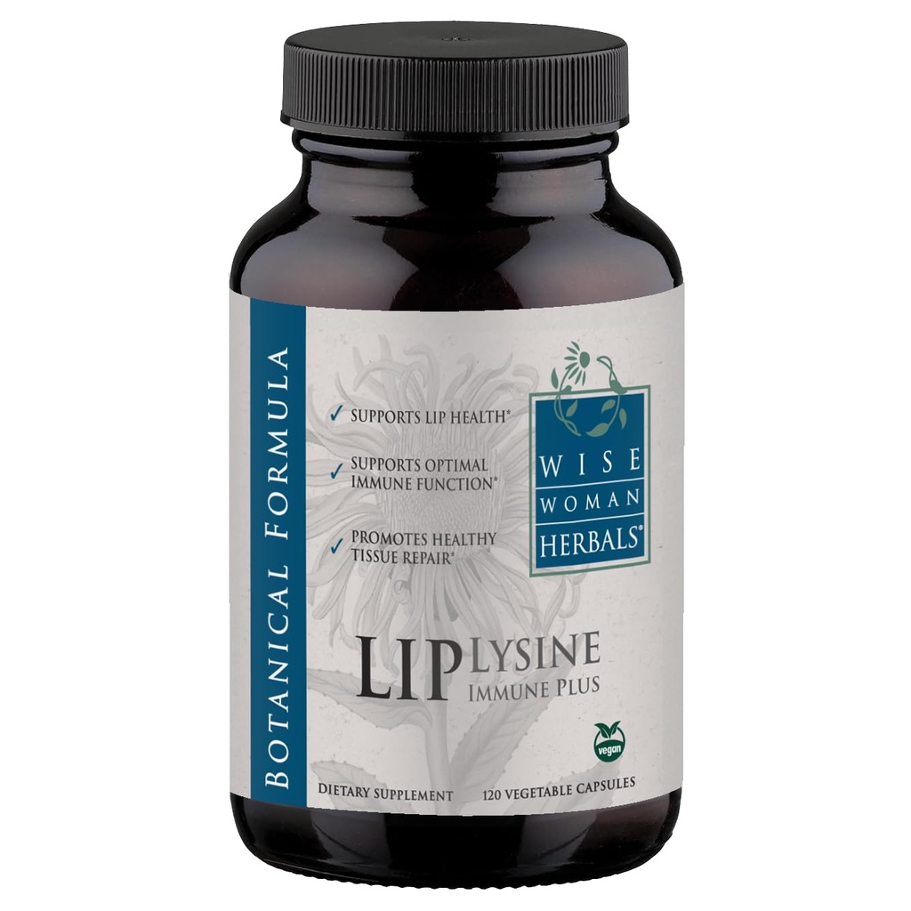 Wise Woman Zelenjava Lysine Immune Plus Lip, Aditiva-free Non-GMO Formula, L-Lysine & Immunity Blend, Lip & Skin Health Support, Natural Immune Defense, 120 Veg Caps