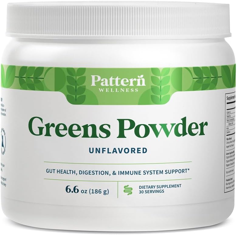 Vzorec Wellness Greens Powder Superfood – z antioksidant, prebavni encim, Fiber, Probiotic & Adaptogen Mešanice – Podpira Gut, Prebavni in Imunski zdravje – 30 Serving - 6.6 oz (Nearomatizirana)