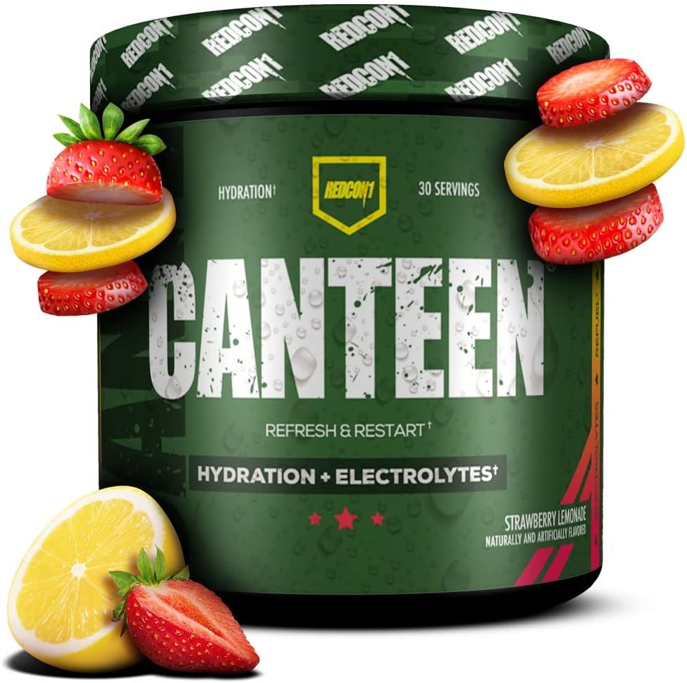 REDCON1 Kanta Hidracija + elektroliti, jagodna limonada - Elektrolitsko pijačo v prahu z B vitamini + minerali za regeneracijo - kokosova voda v prahu in hialuronska kislina za hidracijo (30 strežnikov)