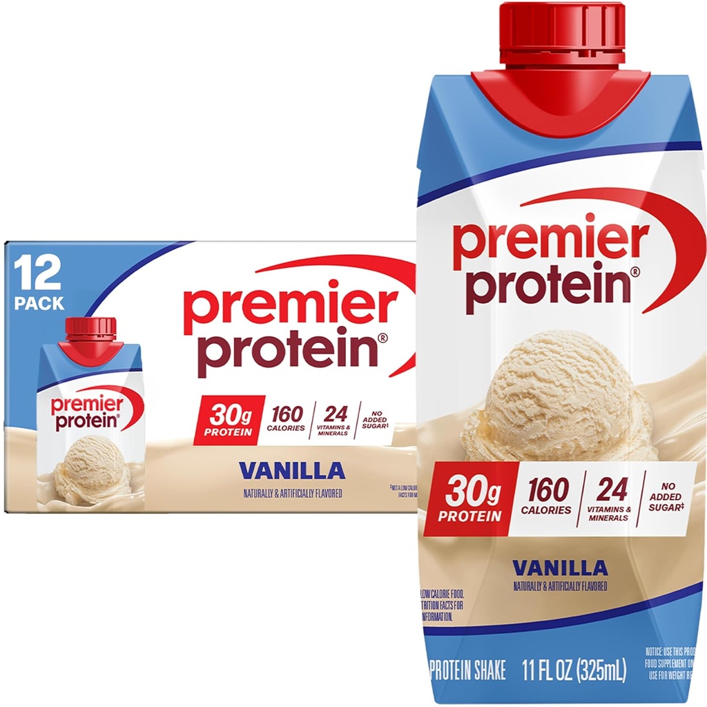 Premier Protein Shake, Vanilla, 30g Protein, 11 fl oz, pakiranje po 12 (Packaging May Vary)