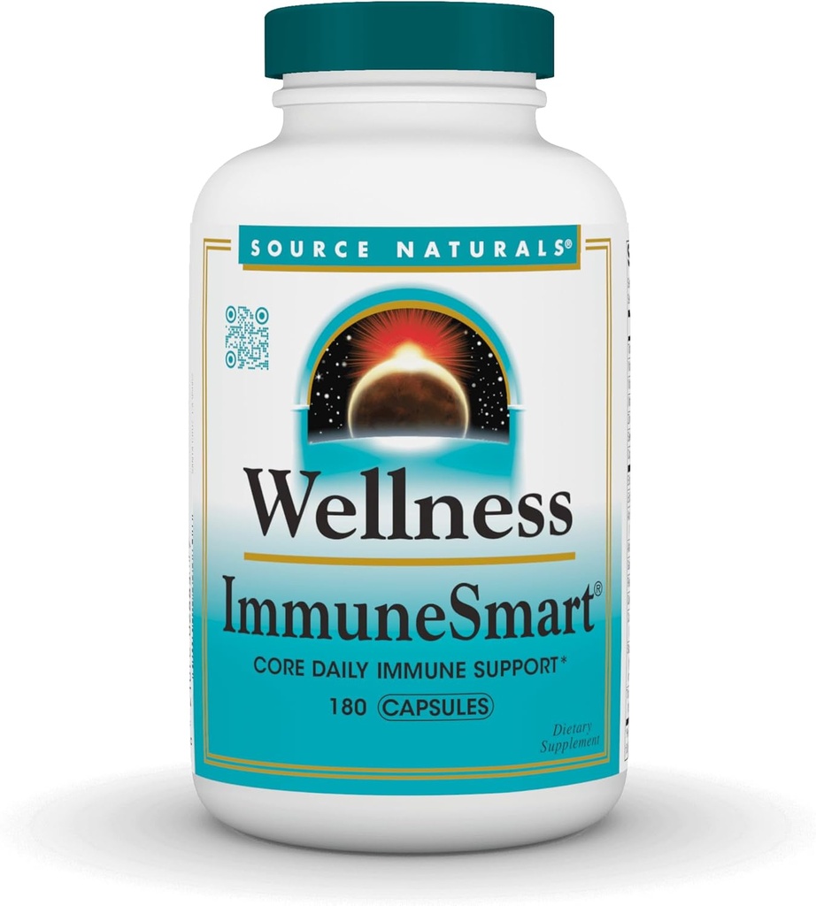 Vir Naturals Wellness ImmuneSmart - za jedrno dnevno imuno podporo*, z vitamini A, C, in D, cink, starejšina, Echinacea, Andrographis, Turčija rep in česen - 180 kapsul