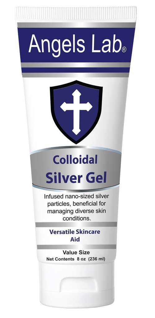 Angels Coloidal Silver Gel Nano Silver Gel Rane Care – Neoporečno mazilo za opekline, sončne opekline in razdraženo kožo – 8oz Formula