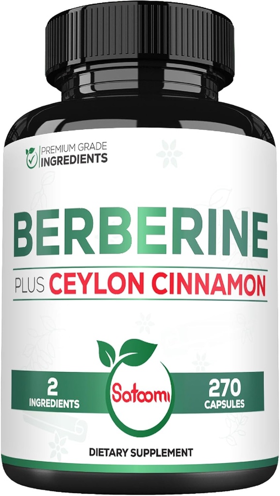 Berberin s Ceylon Cimetovim dodatkom - 1500mg dodatne moči za imunski sistem, prebavljivo zdravje, upravljanje telesa in proizvodnjo energije - 270 kapsul - Gluten-free, Non-GMO