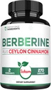 Berberin s Ceylon Cimetovim dodatkom - 1500mg dodatne moči za imunski sistem, prebavljivo zdravje, upravljanje telesa in proizvodnjo energije - 270 kapsul - Gluten-free, Non-GMO
