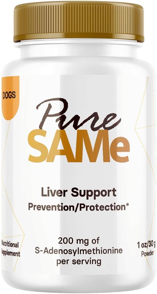 Pure SAM-e 200 mg Jetrna podpora za pse – dodatki za jetra z aromo piščancev – S-adenosilmetionin za pse v podporo zdravemu delovanju jeter – Scoop je vključeval 30 g (1oz)