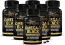 FREZZOR Omega 3 Črna za skupno nego & Comfort - Nova Zelandija Green Lipply Mussel Oil kapsule; 53x Višja moč z UAF1000+ Super antioksidant, brez ribjega pookusa, 450mg, 6-Pack, 360 Softgels
