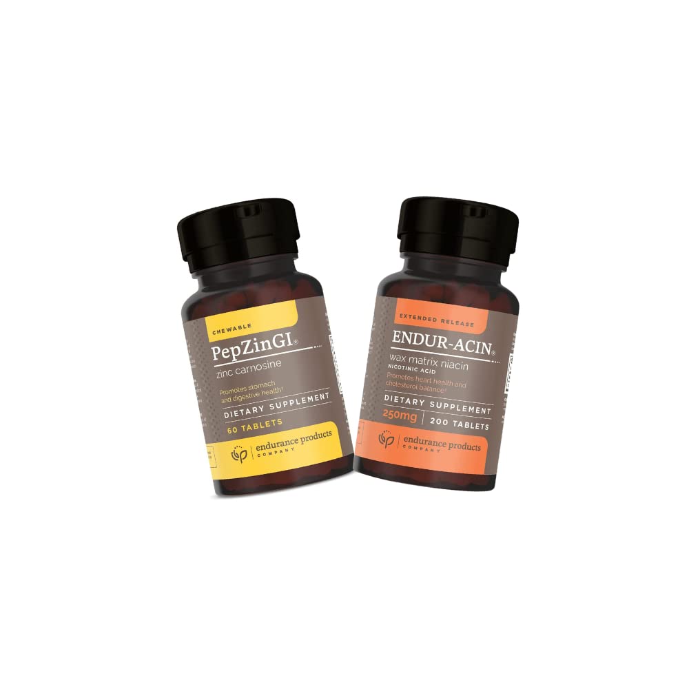 Endur Cincin - PepZinGI 75 mg za imunski sistem in digestivno zdravstveno podporo 60 žvečljive tablete in ENDUR- ACIN 250 mg Niacin - razširjena sprostitev za optimalno absorpcijo in vitamin B-3, 200 tablet