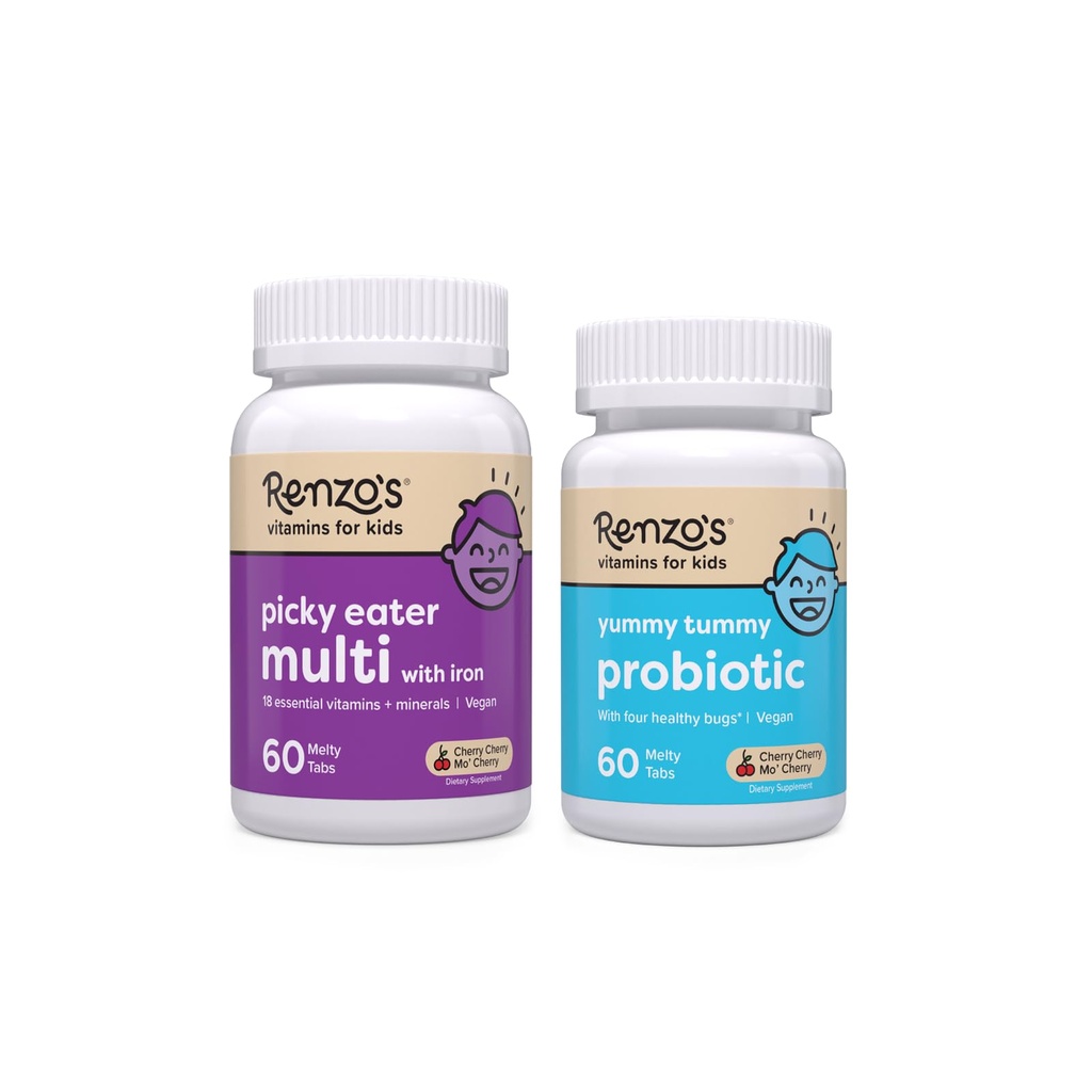 Renzovi vitamini Srečni Tummies Bundle, probiotiki za otroke in izbirčni jedec otrok multivitaminski