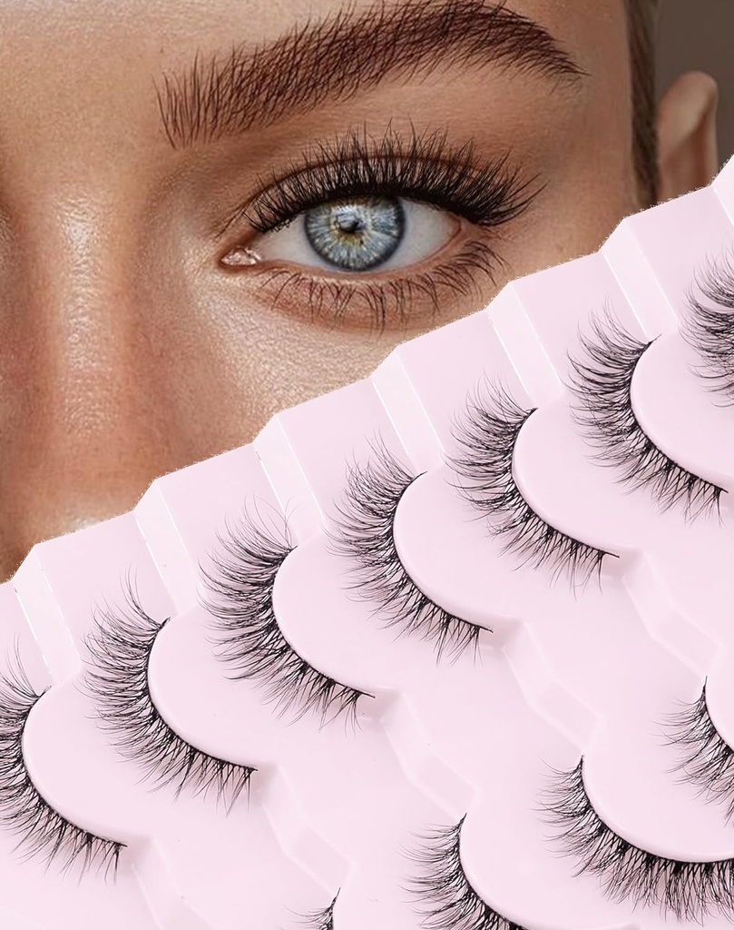 Samo vse naravne lasulje Wispy Lashes Naravne trepalnice Naravne trepalnice Svetle oči Lažne oči Lashe mehke Fluffy Lashes 7 Pari D1 Naravne (6-13MM)