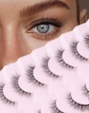 Samo vse naravne lasulje Wispy Lashes Naravne trepalnice Naravne trepalnice Svetle oči Lažne oči Lashe mehke Fluffy Lashes 7 Pari D1 Naravne (6-13MM)
