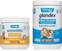 Vetnique Labs Glandex Anal Gland podpora Chews Peanut Butter 120 Ct in Seniorbliss All-in-1 Chews 60 Ct Bundle Peanut Butter, Hickory Chicken, Probiotik za pse in mačke, glukozamin, multivitaminski