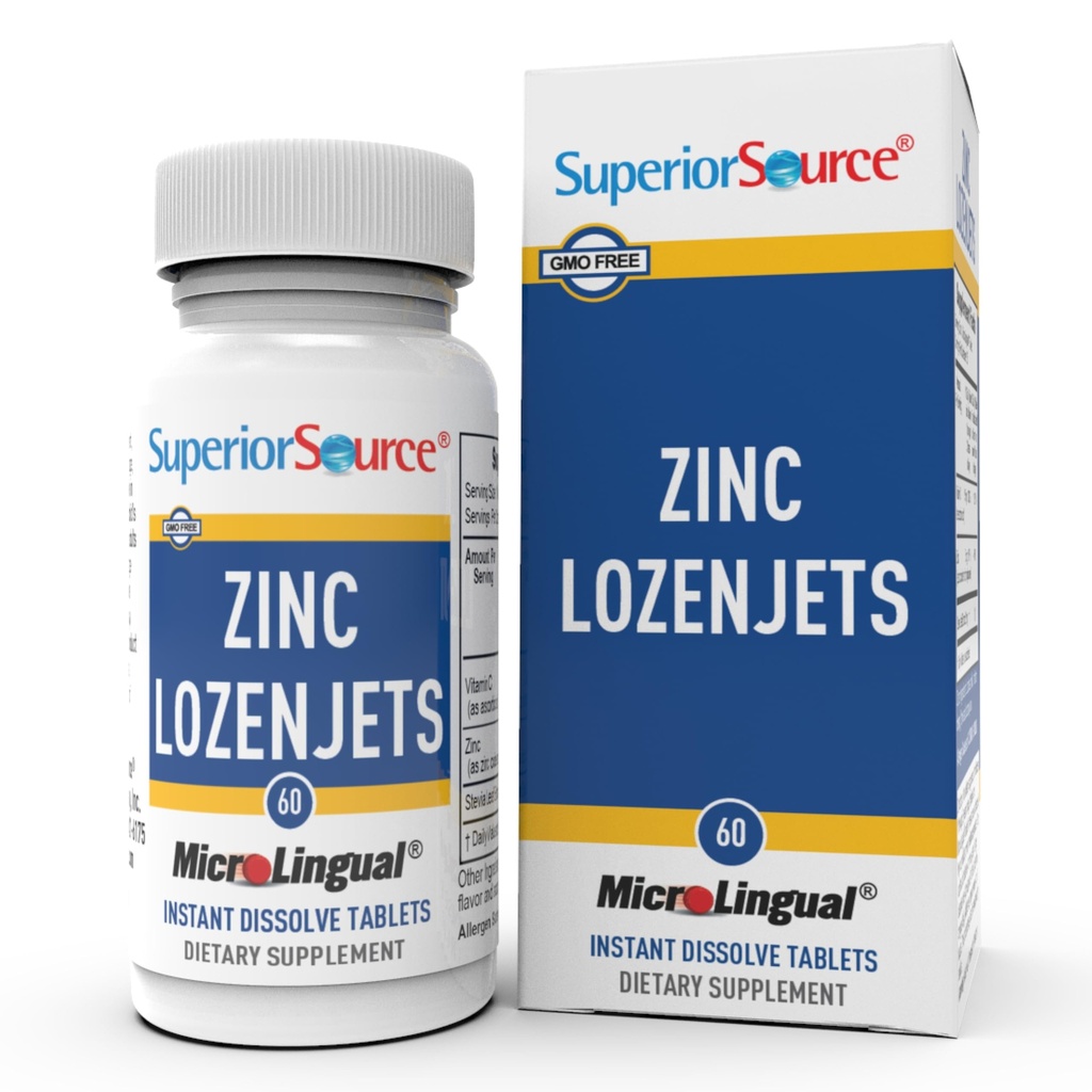 Superior Source Cinkov Lozenjets - Immune System Support Supplement - Trace Mineral Supplement Aids Systems & Functions - Cinkov dodatek za ženske in moške - 60 Instant Dissolve tablete
