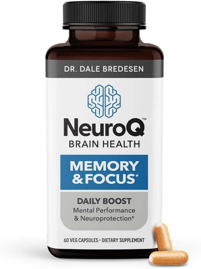 LifeSeasons NeuroQ Memory & Focus with DHA-400 - izboljša kognitivno zmogljivost in zdravo delovanje možganov - nevrozaščitna formula dr. Dale Bredesen - 120 kapsul