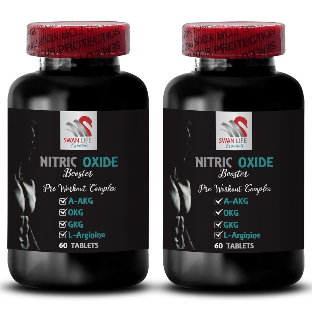Dnevno dopolnilo - NITRIC OKSIDE BOOSTER - Dušikov oksid dopolnila za moške, Vadbena dopolnila, povečanje zmogljivosti, Moč fokus, Stamina formula, Vztrajen poživitveni, mišice ojačevalec 2 steklenica 120 Tabs