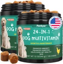 Dog Vitamini in dodatki, Senior & Puppy Multivitaminski za pse Podpora z glukozamin Chondroitin Omega Probiotics - Dog Multivitaminski žvečljivi za Hip & Joint, Koža, Imuni - (Chicken 240 Ct)