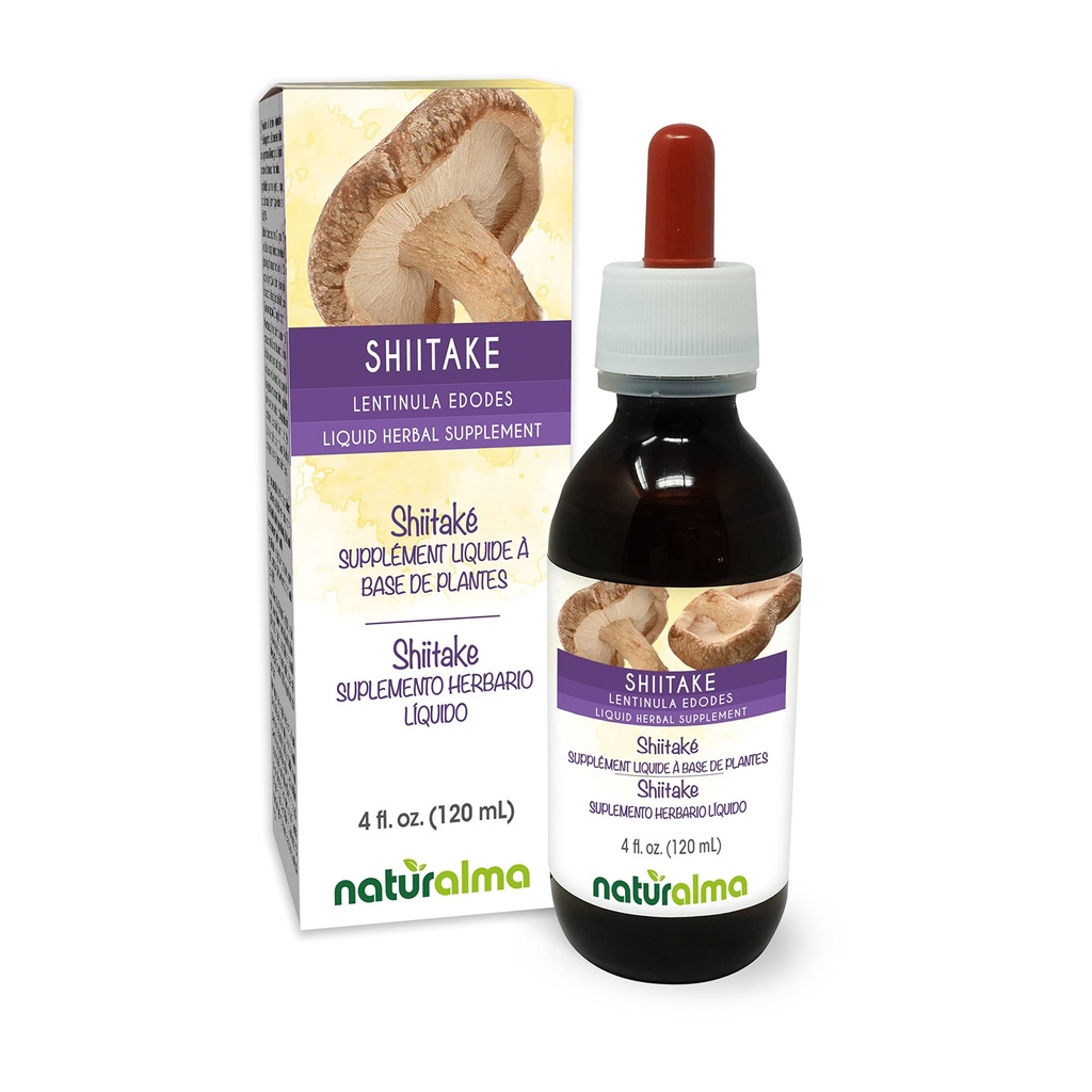 Naturalma Shiitake (Lentinula edodes) Fungus ali goba alkohol brez tinkture 4 fl oz Tekoči ekstrakt v kapljicah 