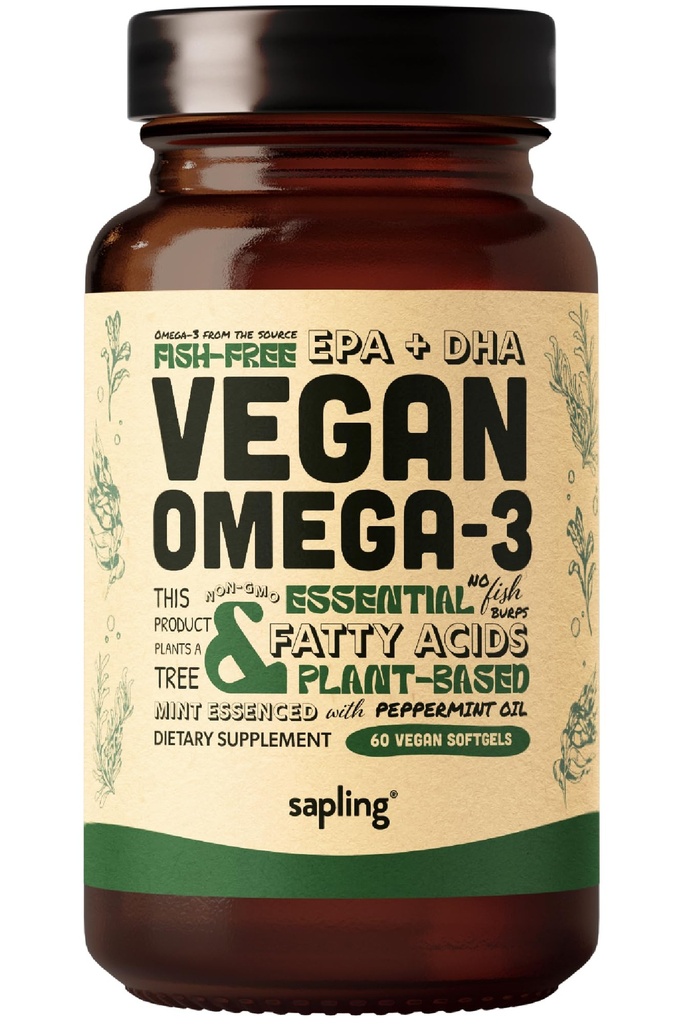 Veganska Omega 3 Dodatek - Rastlinska osnova DHA & EPA Maščobne kisline - Carrageenan Free, alternativa ribjemu olju, podpira srce, možgani, skupno zdravje - Trajno izvorno Algae - 60 Softgels