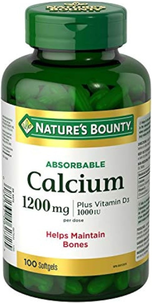 Bounty narave Absorbljivi kalcij 1200 mg plus vitamin D3 1000IU 100 število