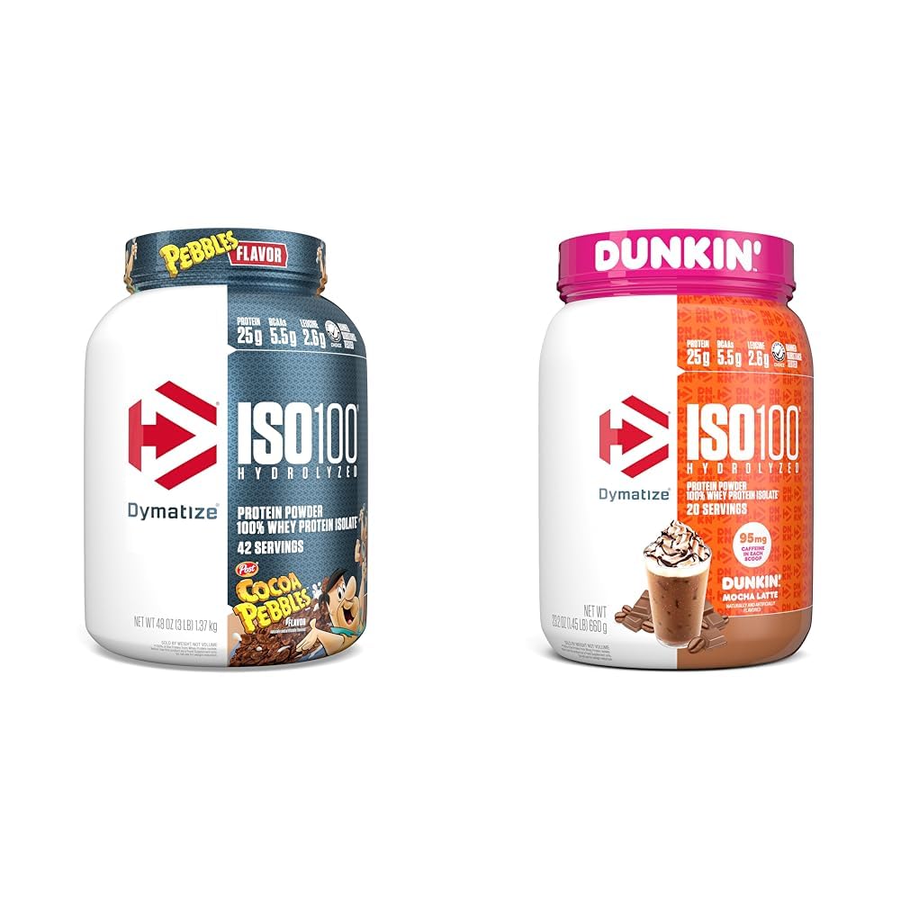 Dymatize ISO100 hidroliziran beljakovinski prašek in ISO100 hidroliziran beljakovinski prašek v Dunkin' Mocha Latte Flavor