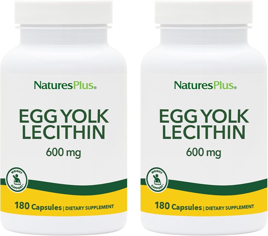 NaturePlus jolk lecitin - 600 mg, 180 kapsul - pakiranje brez soje, brez glutena - 180 skupnih servivov