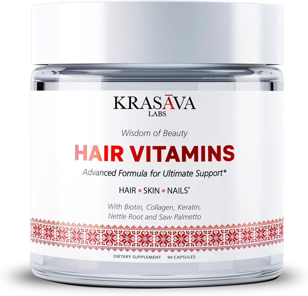 Rast las Vitamini z Biotin, Kolagen, Keratin, Nettle Root in žaga Palmetto podpira zdrave lase, Stimulati lase Folikle, in preprečuje izpadanje las & Thining. Izdelano v ZDA - 90 Count