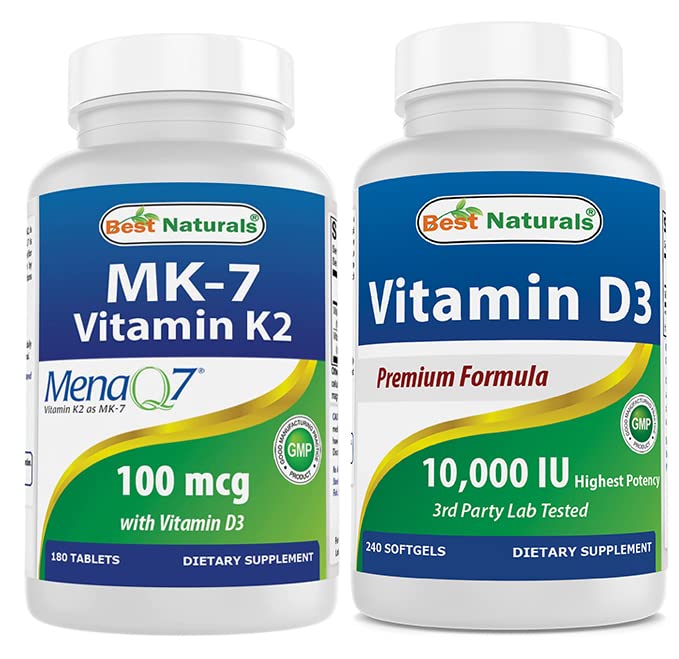 Najboljši naravni vitamin K2 (MK7) z D3 & vitamin D3 10000 I