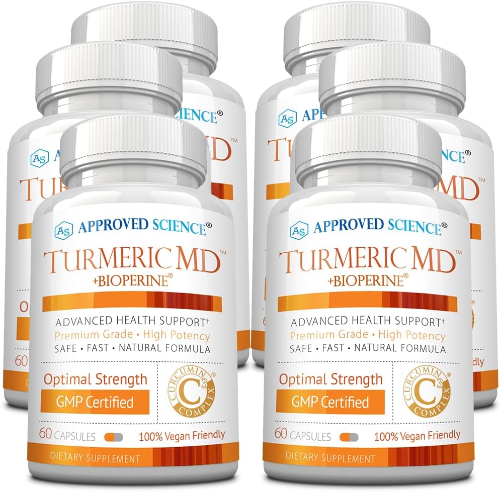 Odobrene znanstvene kurkuminoide MD - z BioPerine & 95% standardizirane kurkuminoide - 360 kapsul (6 mesecev dobave)