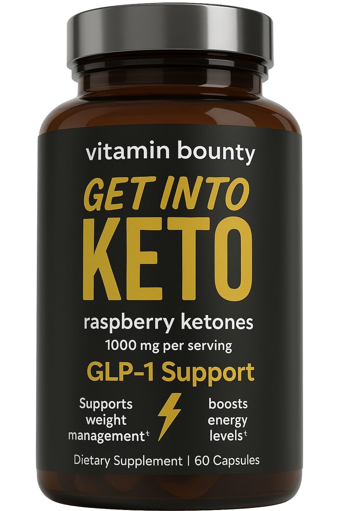 Vitamin Bounty Premium Raspberry Ketones Supplement - Keto tablete za hujšanje - spodbuja Ketosis & Presnova Podpora - Keto Diet Aid - Energy Boost za ženske in moške - 60 Kapsule