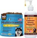 Naravoslovno pasje podjetje Multivitaminski Chews & Coldwater Atlantic Salmon Oil Bundle – Napredna Imunska podpora, Joint Care, in Kognitivno zdravje za starejše pse – Popoln dnevni dodatek, 90 Chews + 16oz Oi