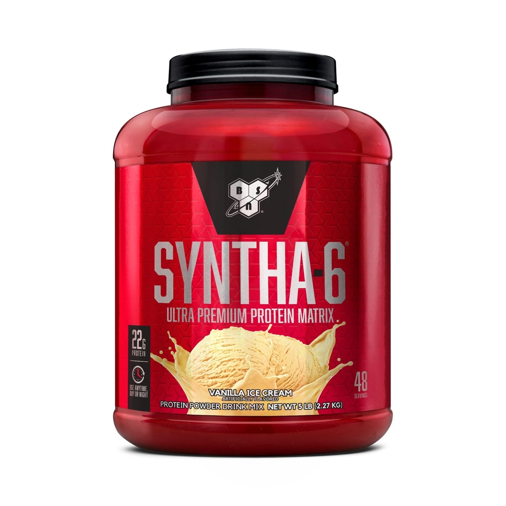 BSN SYNTHA-6 Whey Protein Powder, Micellar Kazein, mlečni beljakovinski izolat Powder, Vanilla Ice Cream, 5 funtov, 48 servingov (paket po 1) - paket maj Vary