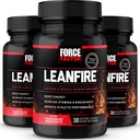 FORCE FACTOR LeanFire, 3-Pack, Pred vadbene energijske tablete z izvlečkom zelenega čaja in kofein za povečanje energije, izgradnjo najete mišice, izboljšanje atletske zmogljivosti in izboljšanje fokusa, 90 kapsul