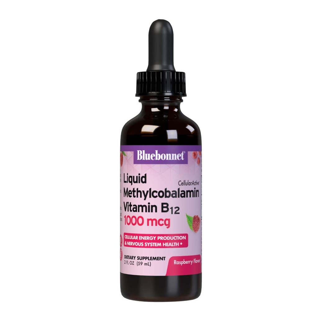 Bluebonnet Nutrition Liquid Cellular Active Methycobalamin Vitamin B12, 1000 μg, Za proizvodnjo celične energije in zdravje živčnega sistema, Soy-free, Gluten-free, Dairy-free, Vegan, 2OZ, 59
