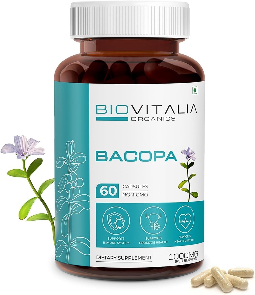 Biovitalia Natural Bacopa Dodatne kapsule Podpira funkcije možganov 1000mg - 60 kapsul