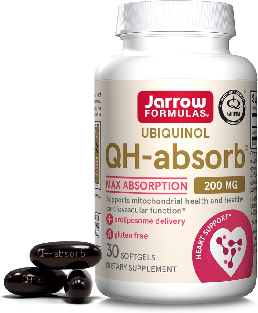 Jarrow Formule CoQ10 200mg Softgels - 30 dnevna dobava, Ubikinol Co Q 10 Dopolnilo za kardiovaskularno zdravje, 30 Softgels
