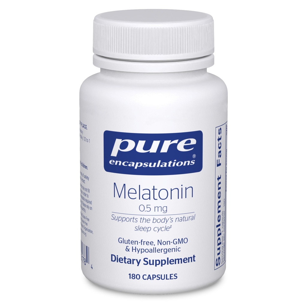 Čiste enkapsulacije Melatonin 0,5 mg - naravni pomočnik spanja za spanje - uravnava cikel spanja-wake - 0,5 mg melatonin - Vegan & Non-GMO - 180 kapsul