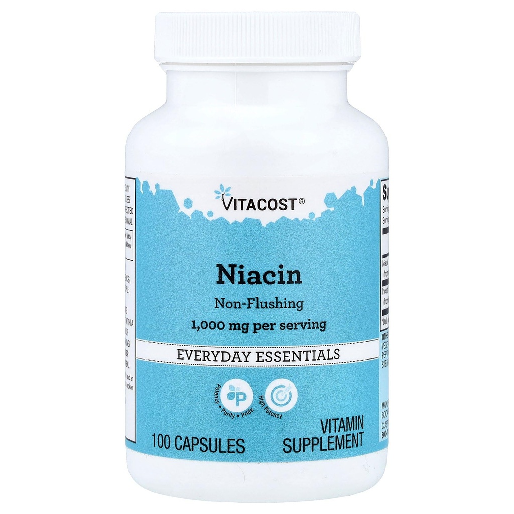 Vitacost Niacin Nezardevanje - 1000 mg na odmerek - 100 kapsul
