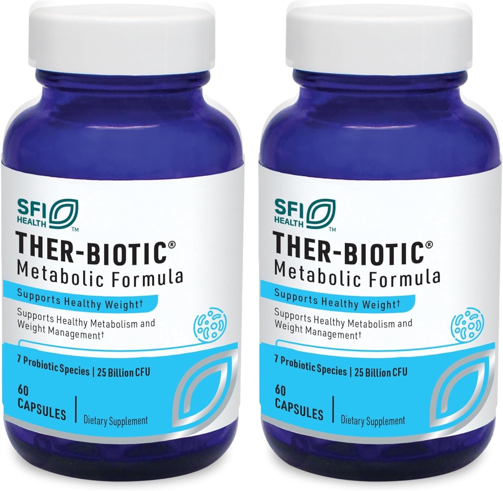 Klaire Labs SFI Health Ther-Biotic Metabolic Formula Probiotic - podpira Presnova + Imunski sistem - vegetarijanski probiotiki - hipoalergeni, brez mleka (60 kapsul / 2 pakiranji)