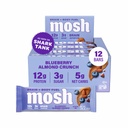 MOSH Borovnice Almond Crunch Keto Protein Bars, Visoka fiber, Nizka vsebnost ogljikovih hidratov, Gluten brez, Visoke beljakovine, Možgani zdravo Prigrizek, 12 Število