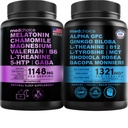 MEDCHOICE Sleep Melatonin (90ct) in Nootropic Brain (60ct) Dodatek Bundle - Wellness Duo za spanje, možgane, fokus, & Mood Podpora - Vegan, Non-GMO, Gluten-free